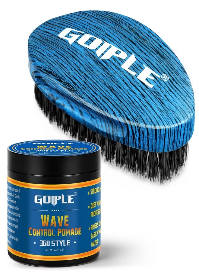 Goiple Curved 360 Wave Brush For Black Men Medium Hard Palm Brush for Laying Down Waves Made with Natural Boar Bristle and Wood Easy to Hold | Wave Pomade Strong Hold for Creating 360 Layer Hair Waves - Image 1